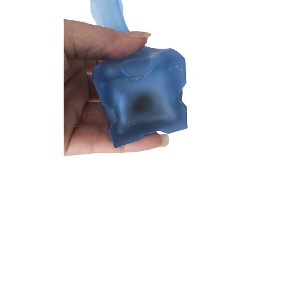 Vintage Satin periwinkle blue Blown glass bud vase. Minimalist Design - Picture 4 of 4